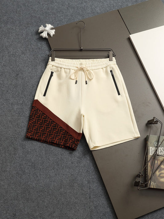 Fendi - Shorts avec détail en monogramme FF sur le côté - Blanc et Marron