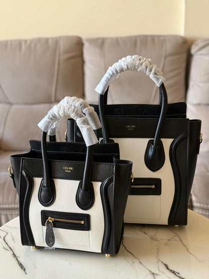 Celine - Sac à Main 21cm & 26cm Vert/Rouge/Beige/Noir/Blanc/Marron Blanc/ Noir Blanc/ Bleu