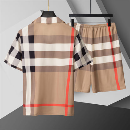 Burberry - Ensemble CHEMISE + SHORT à motifs à carreaux - Beige