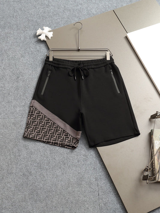 Fendi - Shorts avec détail en monogramme FF sur le côté - Noir et Gris