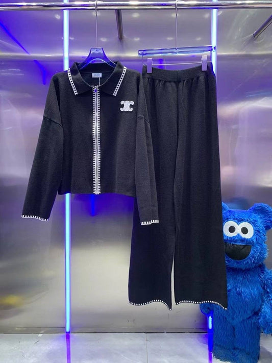 Celine - Ensemble Veste & Pangalon logo Celine sur la poitrine Noir