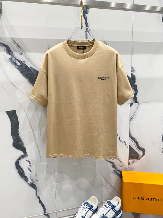 Balmain - T-shirt avec logo imprimé en relief Beige