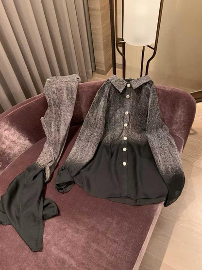 Chanel - Ensemble Haut & Bas Transparent Noir/Bleu