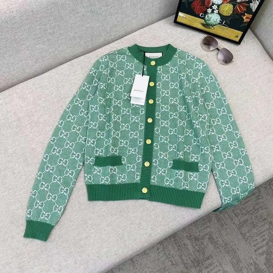 Louis Vuitton - Pull en laine à bouton doré Vert