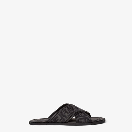 Fendi - Sandales Semelle de propreté en tissu jacquard FF Noir