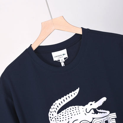 Lacoste - T-shirt en coton Logo Iconique Bleu Marine