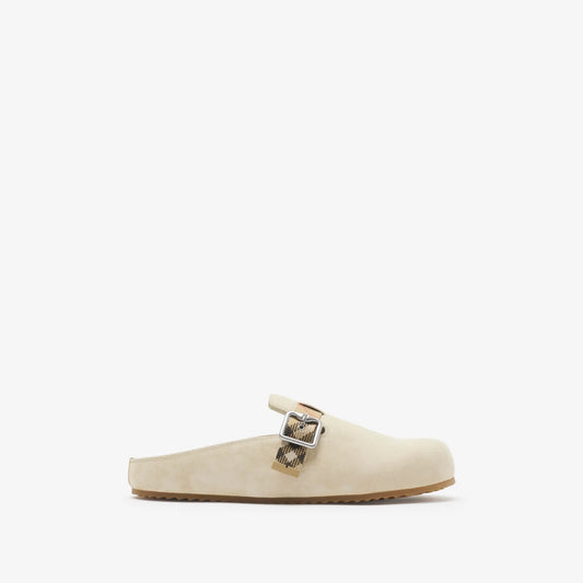 Burberry - Sabots Urchin en cuir velours Check Bake