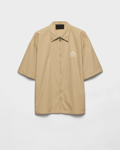 Prada - Chemise à manches courtes en coton technique Beige Désert