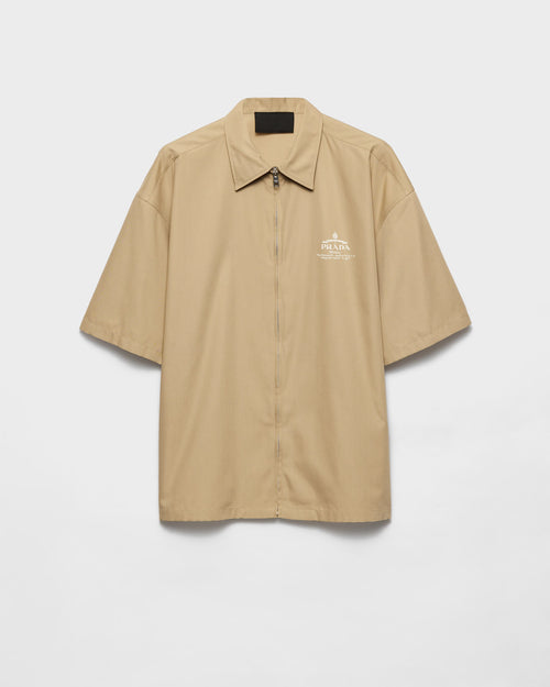 Prada - Chemise à manches courtes en coton technique Beige Désert