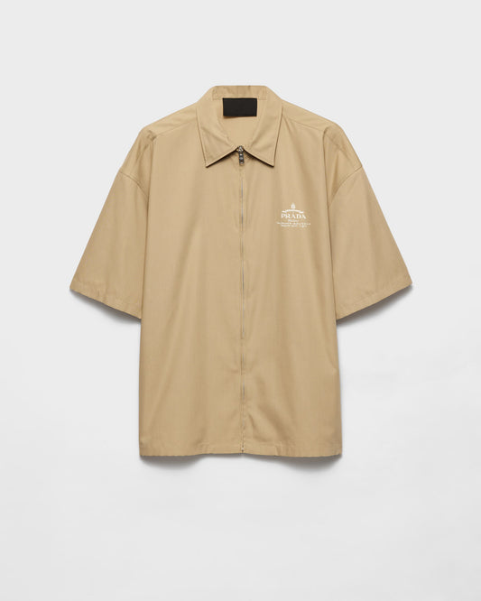 Prada - Chemise à manches courtes en coton technique Beige Désert