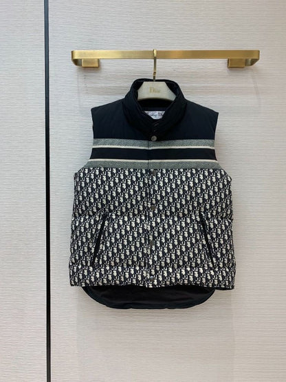 Dior - Doudoune sans manche avec logo monogramme Bleu Marine Blanc