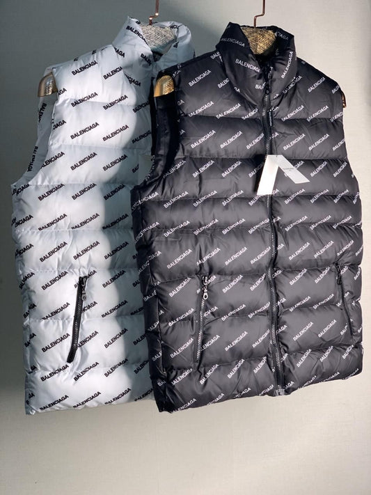 Balenciaga - Doudoune sans manche avec logo Noir/Blanc