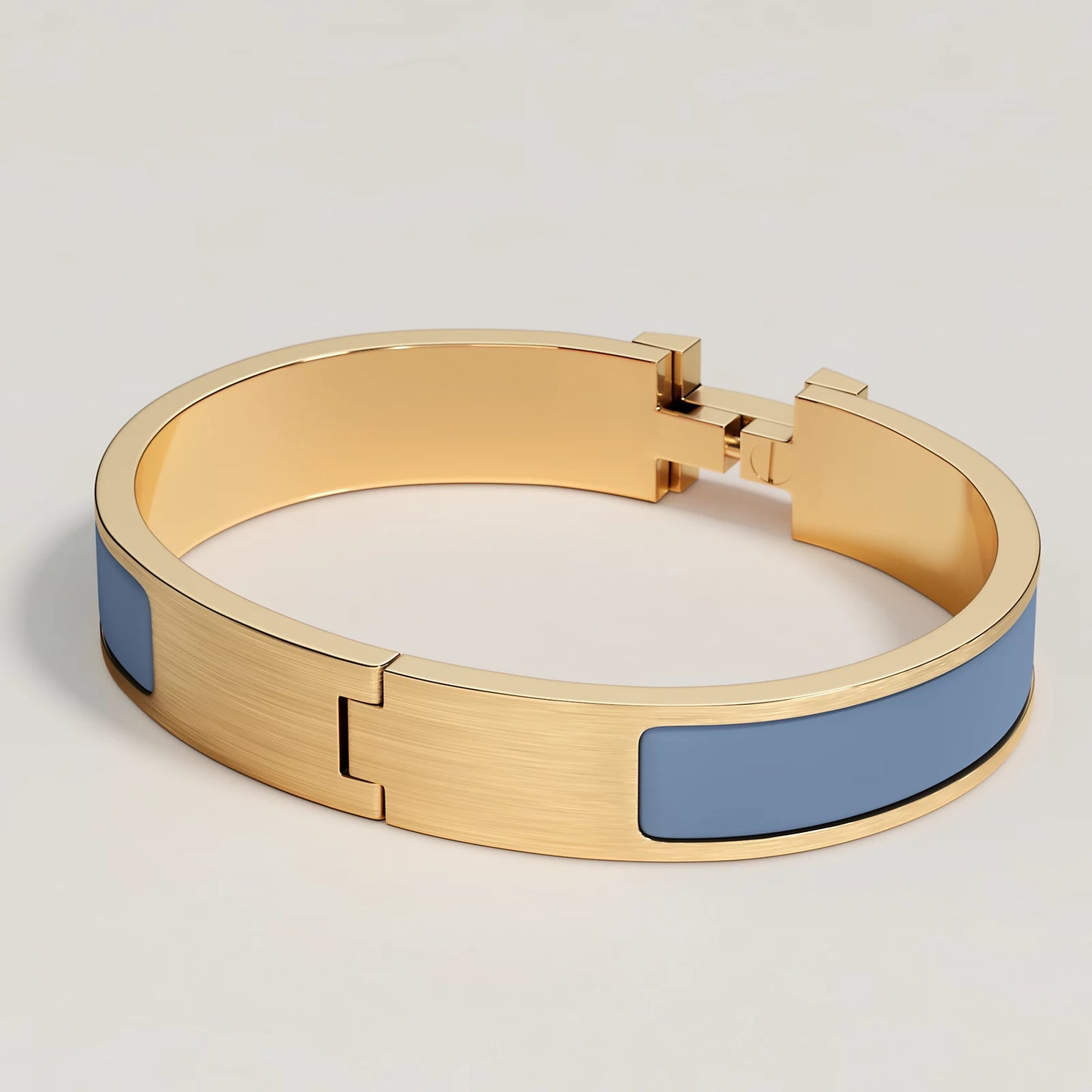 Hermès - Bracelet Clic HH Or Bleu Turquin Mat