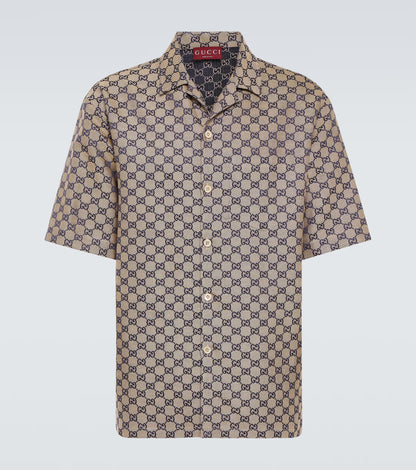 GUCCI - CHEMISE GG en lin mélangé beige