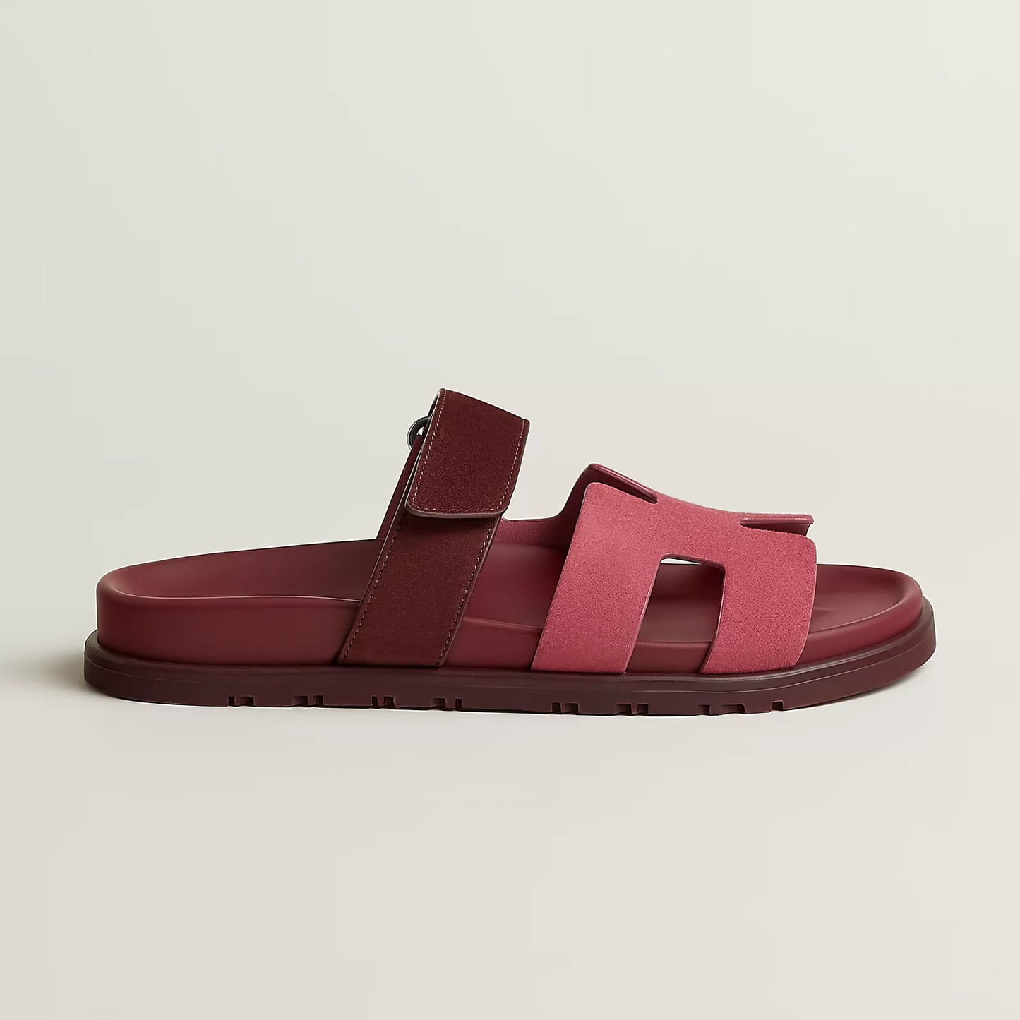 Hermès - Sandales Chypre Rose Pinson / Marron Palissandre