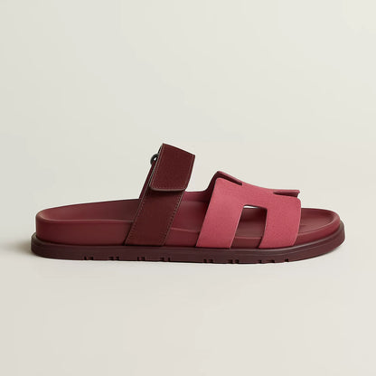 Hermès - Sandales Chypre Rose Pinson / Marron Palissandre