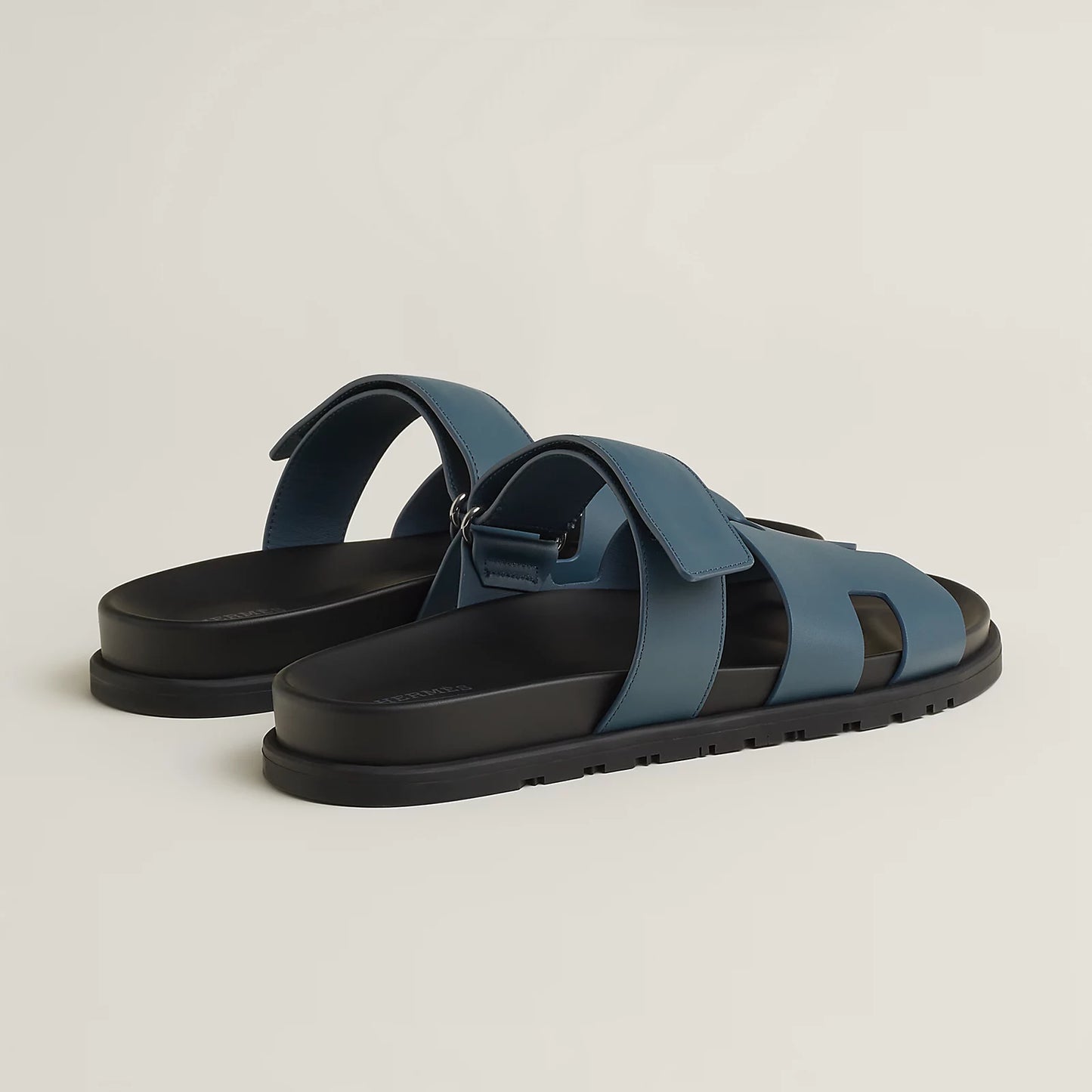 Hermès - Sandales Chypre Bleu Turquin / Noir