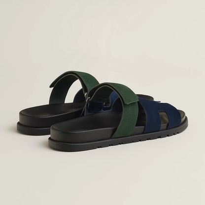 Hermès - Sandales Chypre Bleu Océan / Vert Bouteille