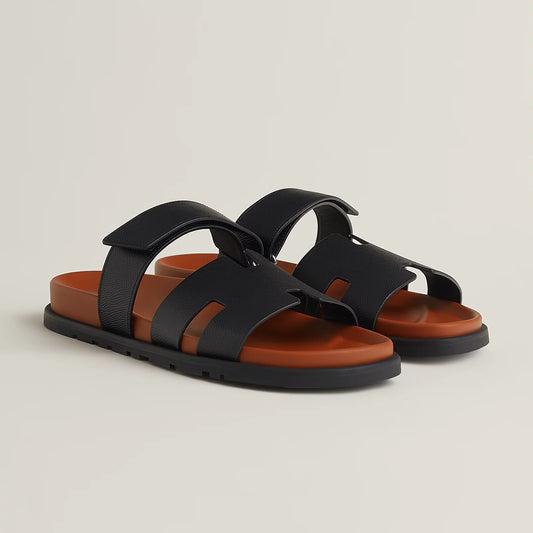 Hermès - Sandales Chypre Noir / Naturel