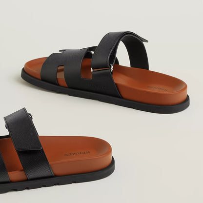 Hermès - Sandales Chypre Noir / Naturel