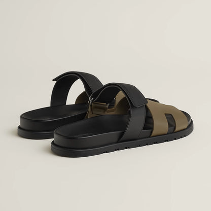 Hermès - Sandales Chypre Vert Toundra / Noir