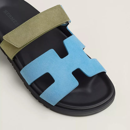 Hermès - Sandales Chypre Bleu Cameo / Vert Céladon