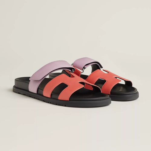 Hermès - Sandales Chypre Rose Pêche / Violet Pétale