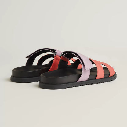 Hermès - Sandales Chypre Rose Pêche / Violet Pétale