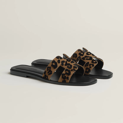 Hermès - Sandales Oran Brun Fumé / Noir