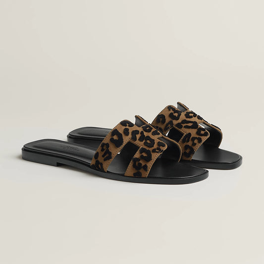 Hermès - Sandales Oran Brun Fumé / Noir