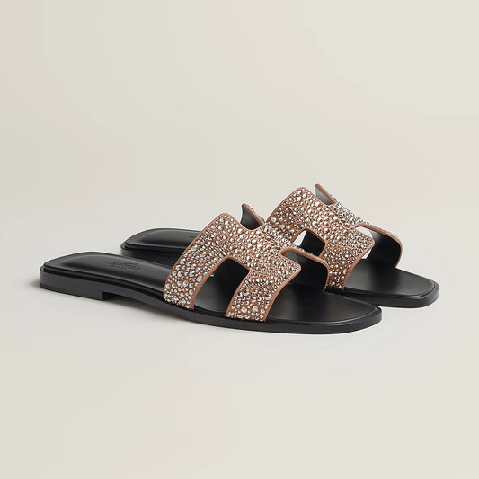 Hermès - Sandales Oran Clair avec Strass