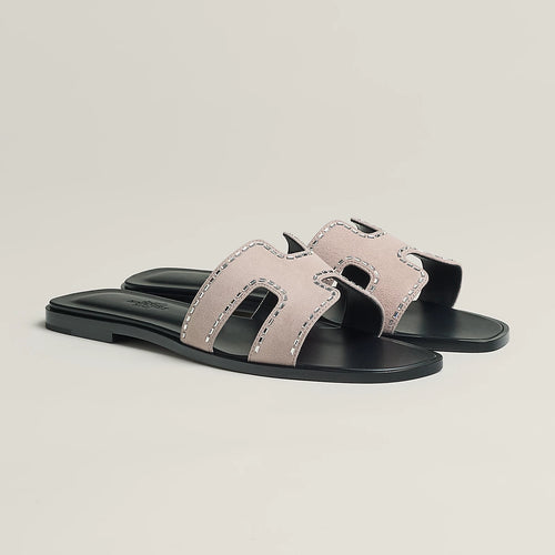 Hermès - Sandales Oran Rose Porcelaine avec Strass