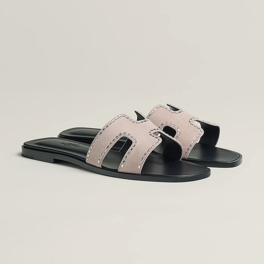 Hermès - Sandales Oran Rose Porcelaine avec Strass