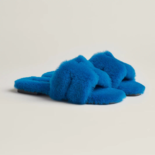 Hermès - Sandales Oran Bleu Océan en Laine