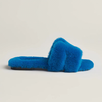 Hermès - Sandales Oran Bleu Océan en Laine