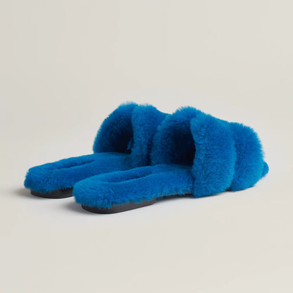 Hermès - Sandales Oran Bleu Océan en Laine