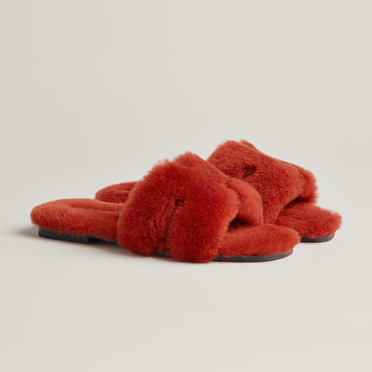 Hermès - Sandales Oran Rouge De Turin en Laine
