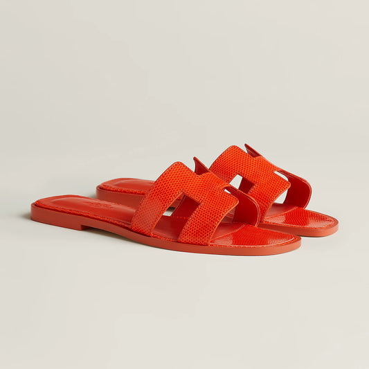 Hermès - Sandales Oran Orange Synthétique en Lézard