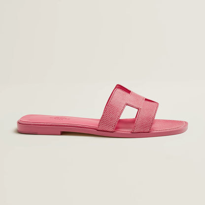 Hermès - Sandales Oran Rose Jaipur en Lézard