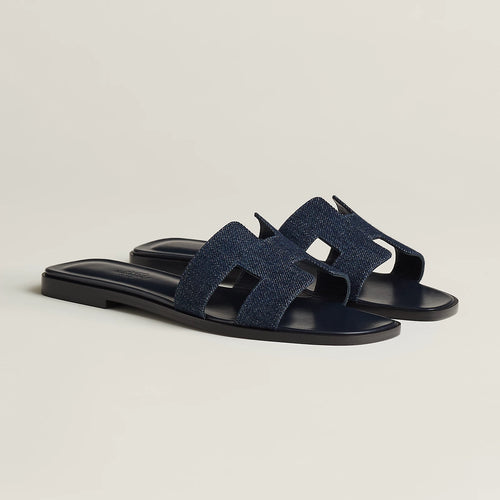 Hermès - Sandales Oran Bleu Brut en Denim