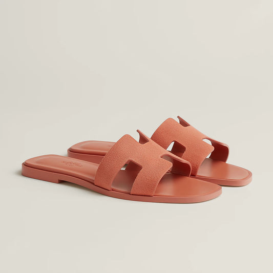 Hermès - Sandales Oran Rose Bubinga