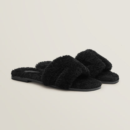 Hermès - Sandales Oran Noir en Laine