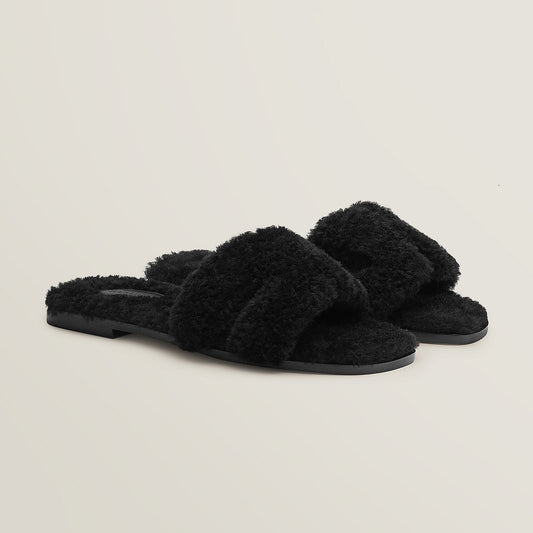 Hermès - Sandales Oran Noir en Laine