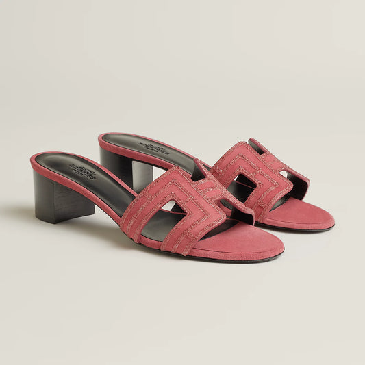 Hermès - Sandales Oasis Rose Amarante avec Strass