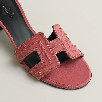 Hermès - Sandales Oasis Rose Amarante avec Strass