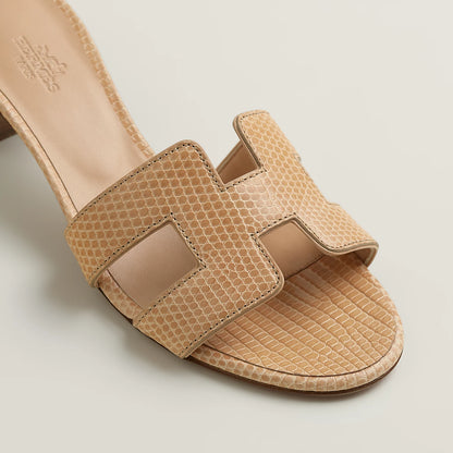 Hermès - Sandales Oasis Beige Natura en Lézard