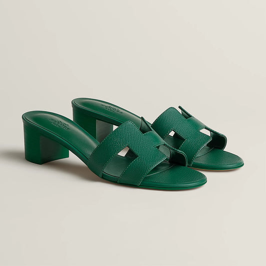 Hermès - Sandales Oasis Vert Oyat