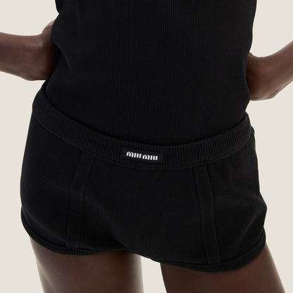 Miu Miu - Boxer en maille côtelée Noir