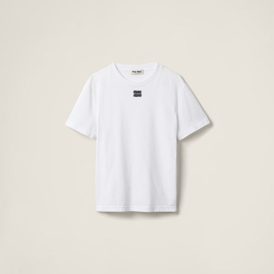 Miu Miu - T-shirt en jersey de coton Blanc