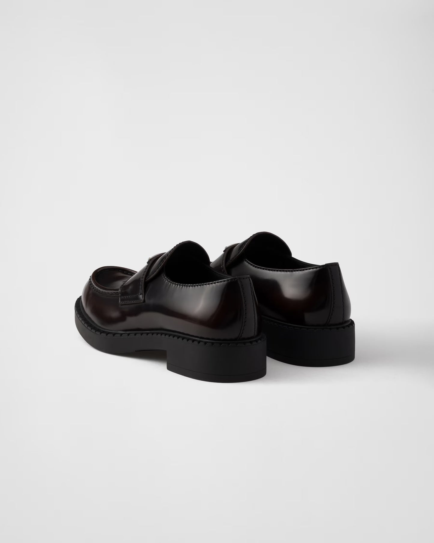 Prada - Mocassins Chocolate en cuir brossé Terre De Sienne